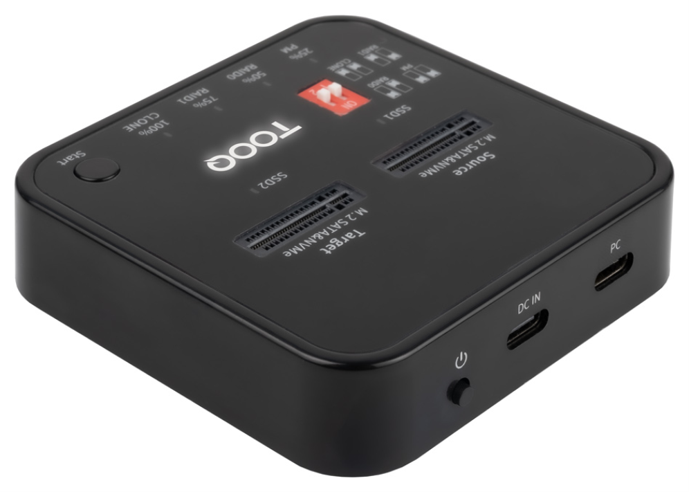 TooQ Docking Station USB-C 3.2 Gen 2 Dual Bay para SSD M.2 NGFF/NVMe Clonador. Negro - detalle