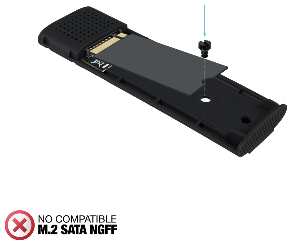 TooQ Caja Externa para SSD M.2 NVMe PICe. Negra - detalle