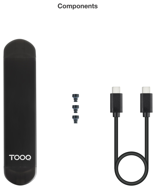 TooQ Caja Externa USB-C/M + USB-A/M para SSD M.2 NGFF/NVMe. Negra - detalle