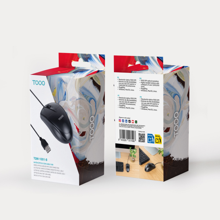 TooQ Ratón óptico con cable USB. 1000 DPI - detalle