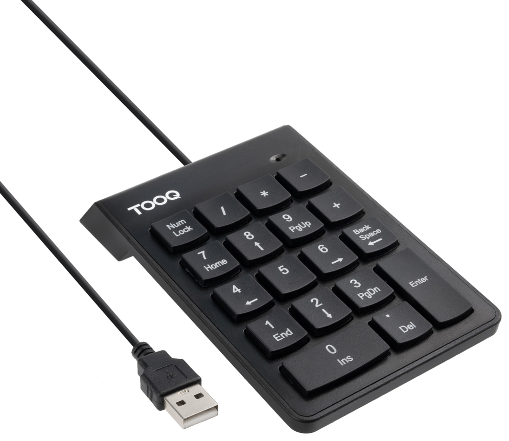 TooQ Teclado numérico USB. 19 teclas. Negro - detalle