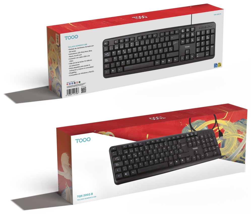 TooQ Teclado USB. 104 teclas. Negro - detalle