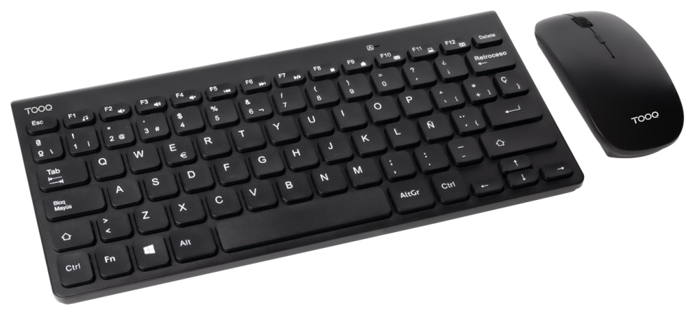 TooQ Teclado compacto + Ratón slim inalámbrico. Negro - detalle