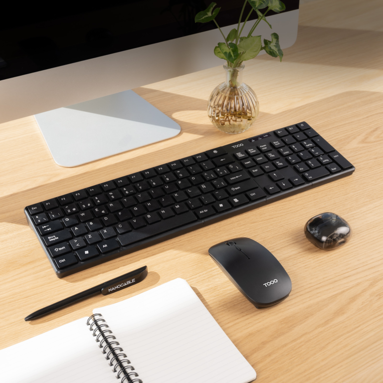 TooQ Teclado + Ratón slim inalámbricos. Negro - detalle
