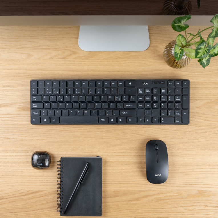 TooQ Teclado + Ratón slim inalámbricos. Negro - detalle