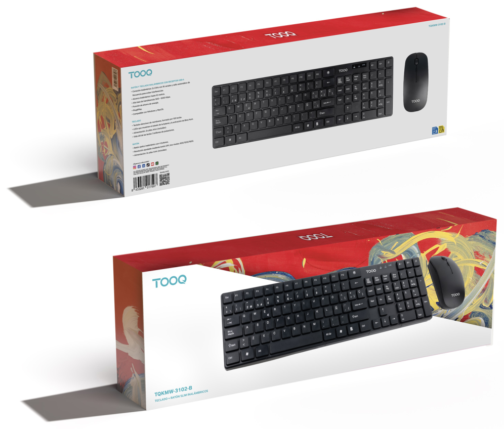 TooQ Teclado + Ratón slim inalámbricos. Negro - detalle