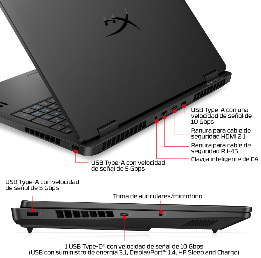 HP 16-AP1006NS ULTRA 5 322 1TB 24GB 16.0IN FREEDOS Copilot+ PC 40.6 cm (16") 2.5K DDR5-SDRAM Wi-Fi 6 (802.11ax) Negro - detalle