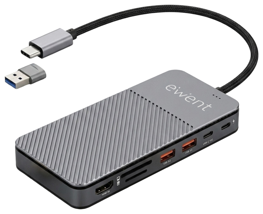 Ewent EW1156 base para portátil y replicador de puertos Alámbrico USB 3.2 Gen 1 (3.1 Gen 1) Type-C Aluminio - detalle
