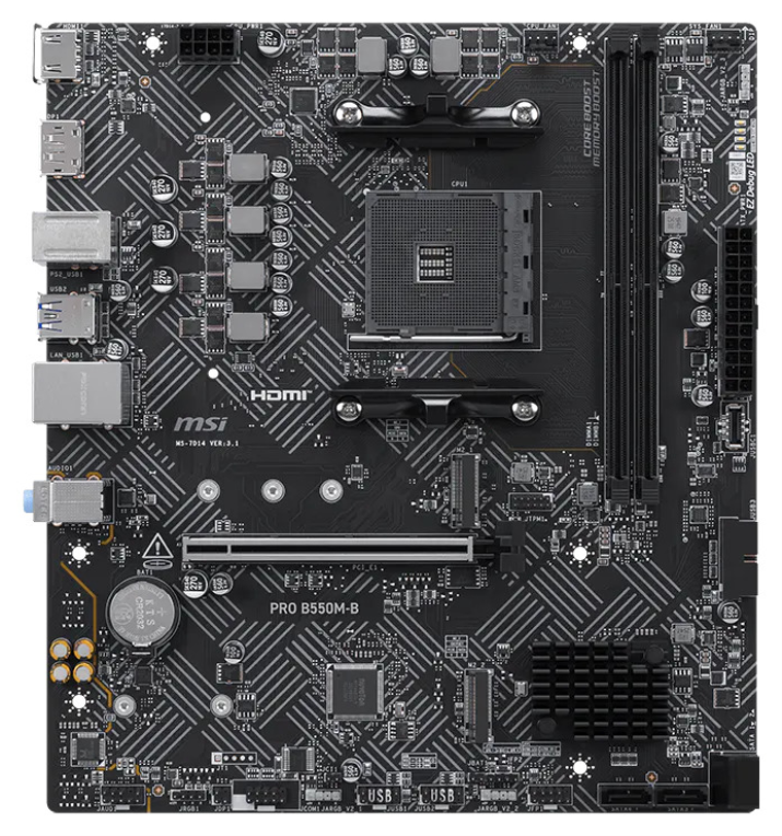 MSI PRO B550M-B placa base AMD B550 Zócalo AM4 micro ATX - detalle
