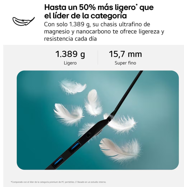 LG Gram 17Z90TL-G.AU88BN ordenador portatil Intel Core Ultra 7 258V Portátil 43.2 cm (17") WQXGA 32 GB LPDDR5x-SDRAM 1 TB SSD Wi-Fi 7 (802.11be) Windows 11 Home Negro - detalle