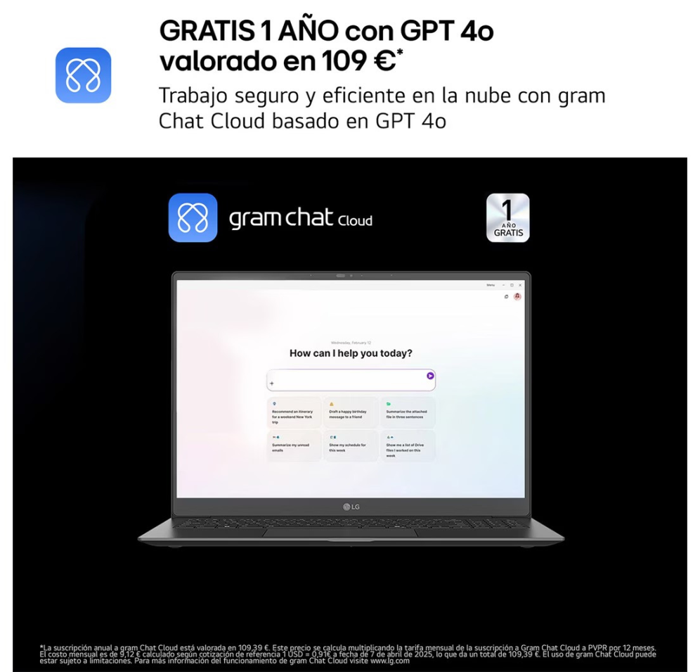 LG Gram 17Z90TL-G.AU88BN ordenador portatil Intel Core Ultra 7 258V Portátil 43.2 cm (17") WQXGA 32 GB LPDDR5x-SDRAM 1 TB SSD Wi-Fi 7 (802.11be) Windows 11 Home Negro - detalle