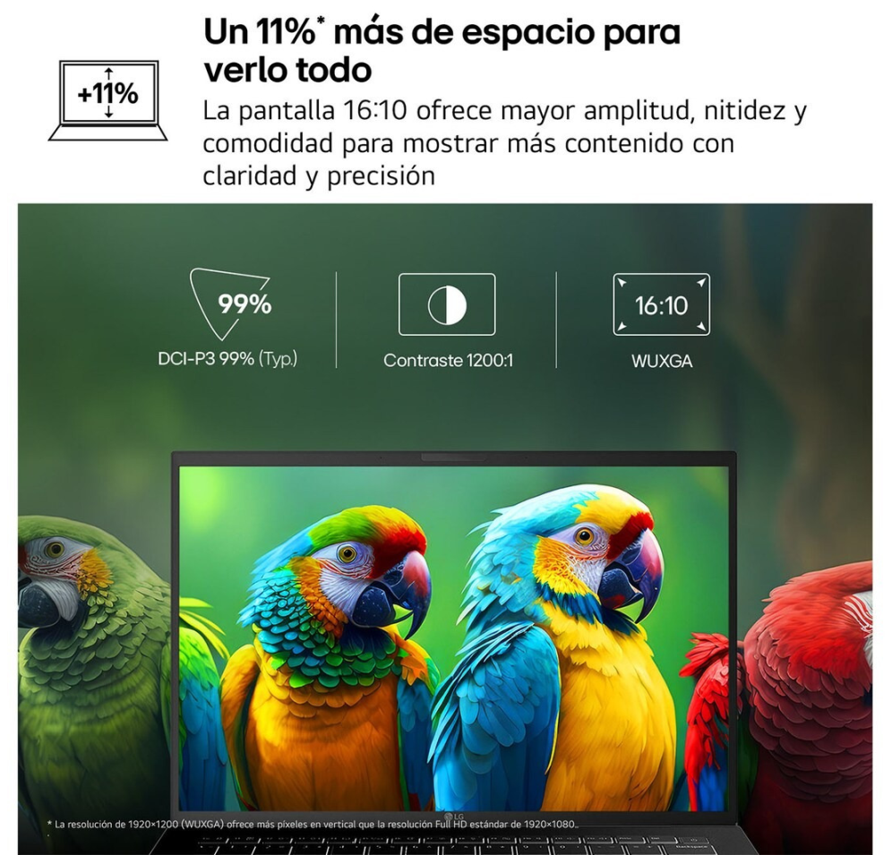 LG Gram 14ZB90S-G.AX55BN ordenador portatil Intel Core Ultra 5 115U Portátil 35.6 cm (14") WUXGA 16 GB LPDDR5x-SDRAM 512 GB SSD Wi-Fi 6E (802.11ax) Windows 11 Home Negro - detalle