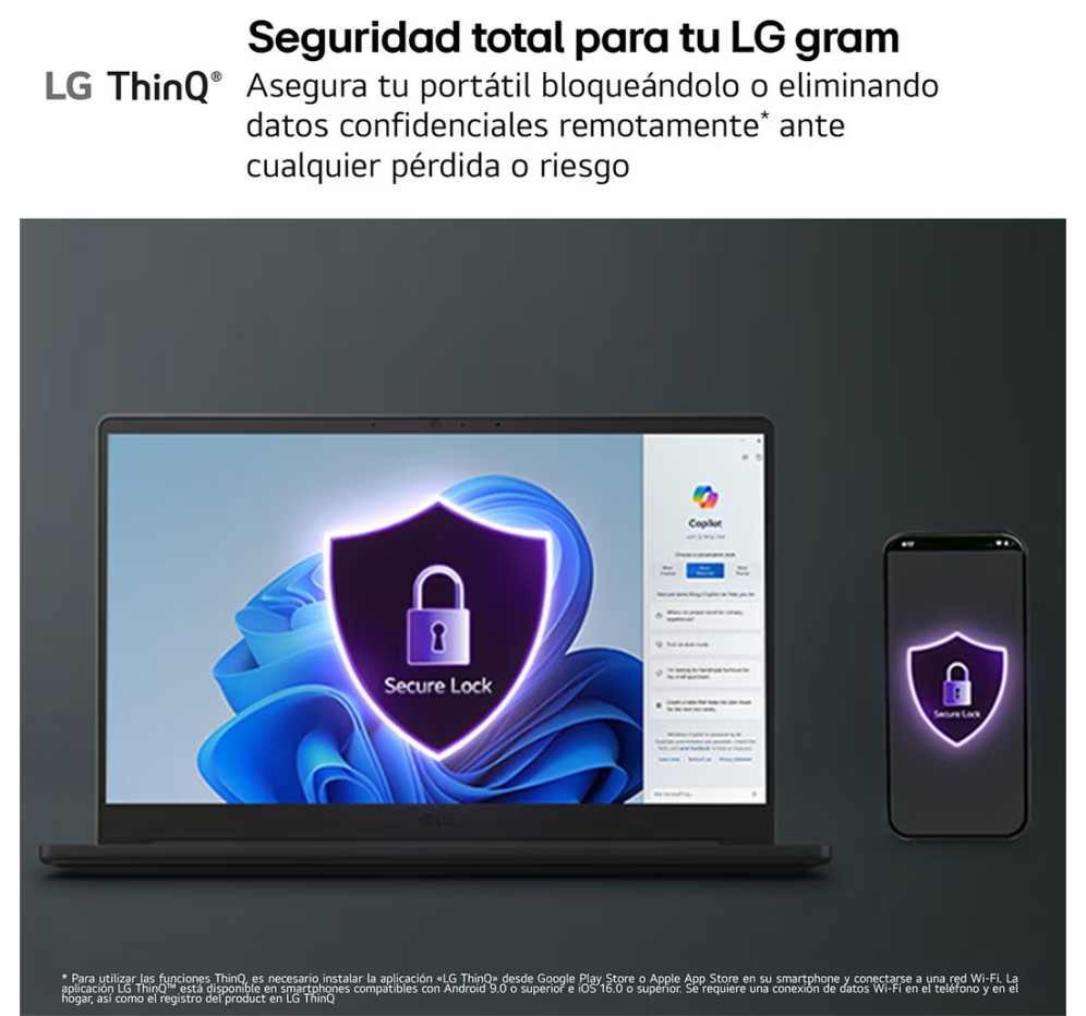 LG Gram 14ZB90S-G.AX55BN ordenador portatil Intel Core Ultra 5 115U Portátil 35.6 cm (14") WUXGA 16 GB LPDDR5x-SDRAM 512 GB SSD Wi-Fi 6E (802.11ax) Windows 11 Home Negro - detalle