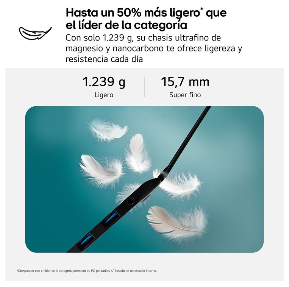 LG Gram 16Z90TL-G ULTRA7-258V IA SYST Intel Core Ultra 7 Portátil 40.6 cm (16") WQXGA 32 GB LPDDR5x-SDRAM 1 TB SSD Wi-Fi 7 (802.11be) Windows 11 Home Negro - detalle