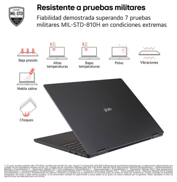 LG Gram 16Z90TL-G ULTRA7-258V IA SYST Intel Core Ultra 7 Portátil 40.6 cm (16") WQXGA 32 GB LPDDR5x-SDRAM 1 TB SSD Wi-Fi 7 (802.11be) Windows 11 Home Negro - detalle