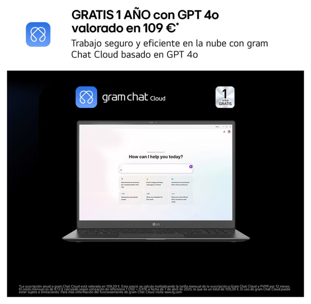 LG Gram 16Z90TL-G ULTRA7-258V IA SYST Intel Core Ultra 7 Portátil 40.6 cm (16") WQXGA 32 GB LPDDR5x-SDRAM 1 TB SSD Wi-Fi 7 (802.11be) Windows 11 Home Negro - detalle