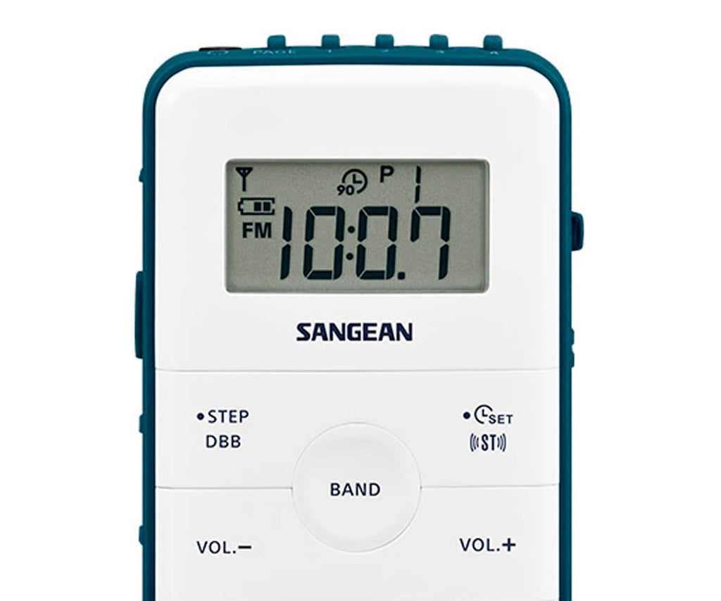 SANGEAN DT-140 BLANCO Y AZUL / RADIO PORTÁTIL - detalle