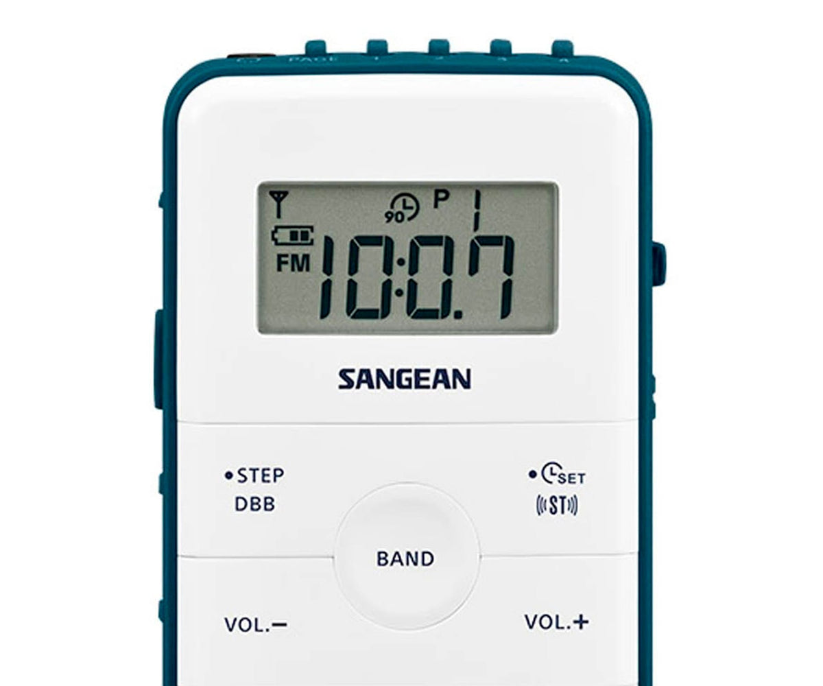 SANGEAN DT-140 BLANCO Y AZUL / RADIO PORTÁTIL - detalle