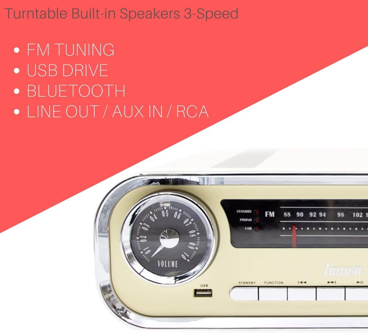 LAUSON 01TT15 CREAM / TOCADISCOS CON RADIO FM - detalle