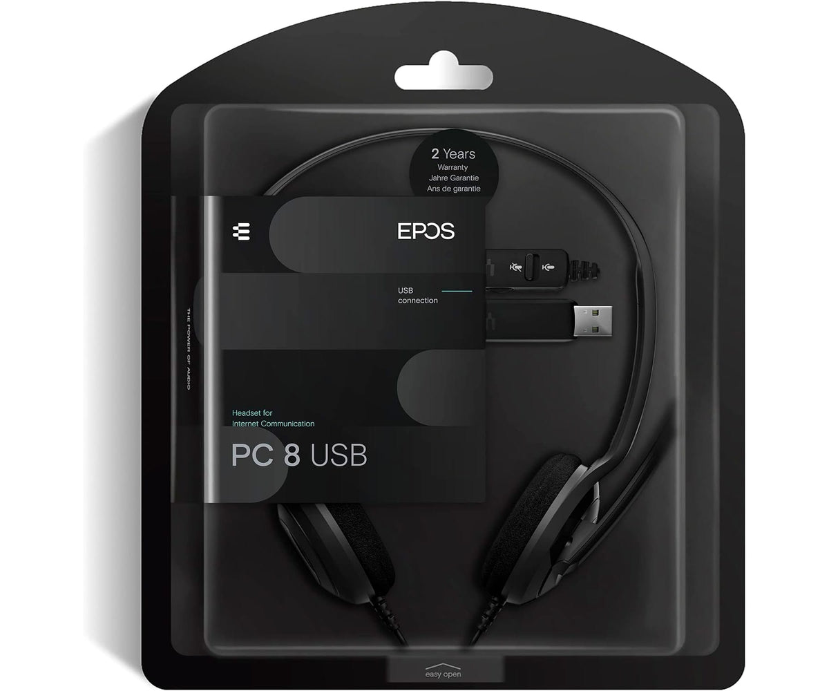 EPOS SENNHEISER PC 8 USB BLACK / AURICULARES ONEAR CON CABLE - detalle