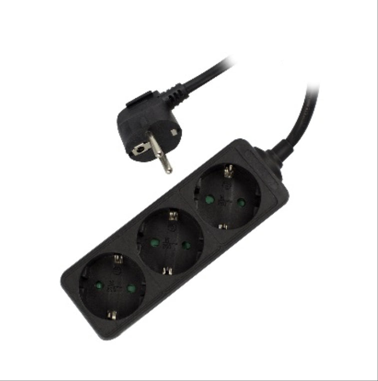 Ewent EW3959 Multitoma de 1,5 m con 3 tomas de CA para interior, negro