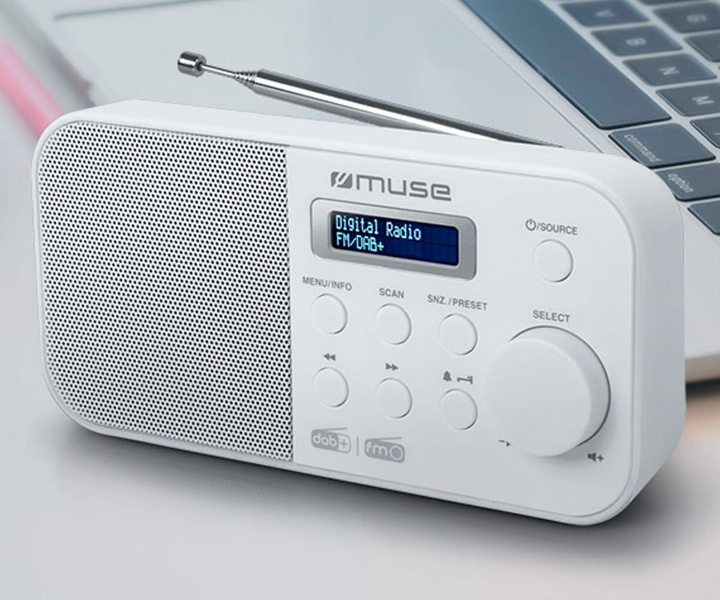 MUSE M-109 DBW BLANCO / RADIO DESPERTADOR PORTÁTIL - detalle