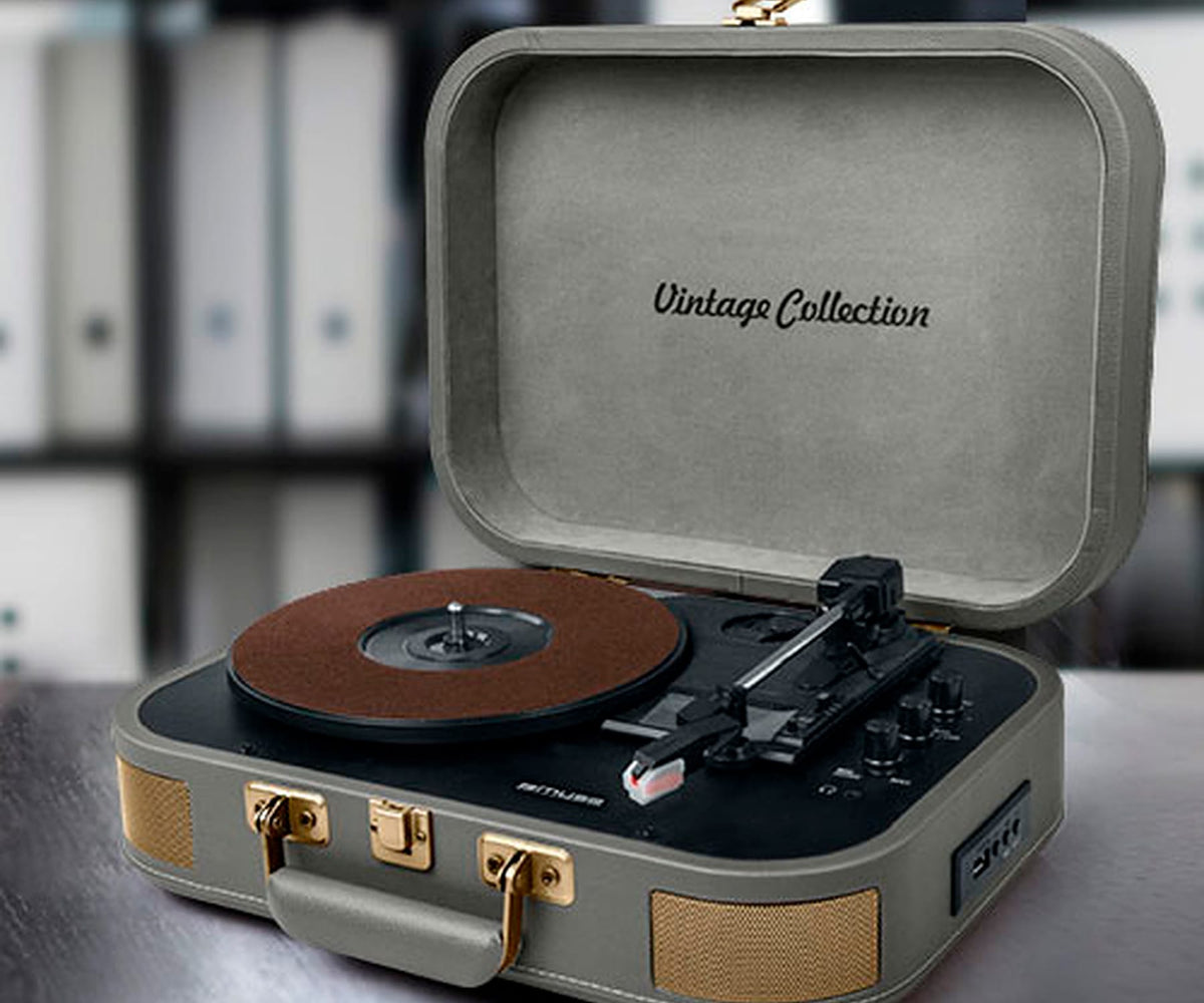 MUSE MT-201 BTG LIGHT GREY / TOCADISCOS CON ALTAVOCES - detalle