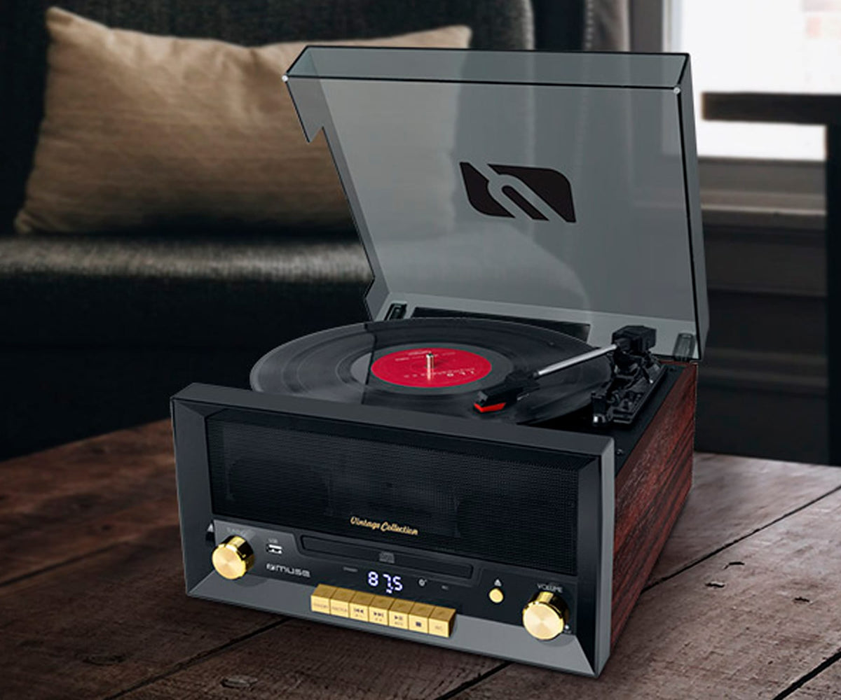 MUSE MT-112 W WOOD / TOCADISCOS CON RADIO FM Y ALTAVOCES - detalle