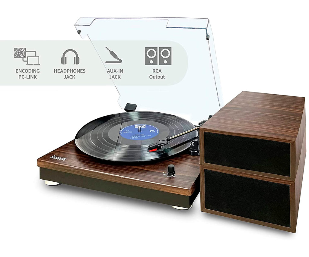 LAUSON CL617 NOGAL TOCADISCOS CON ALTAVOCES EXTERNOS - detalle