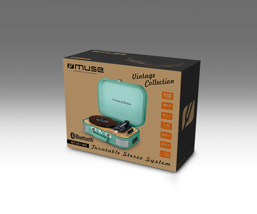 MUSE MT-201 WG GREEN / TOCADISCOS CON ALTAVOCES - detalle