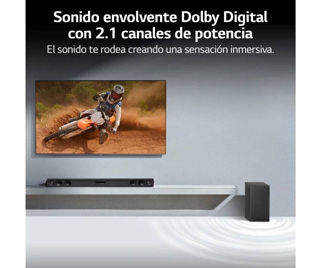 LG SQC2 BLACK / BARRA DE SONIDO CON SUBWOOFER INALÁMBRICO 300W 2.1CH - detalle