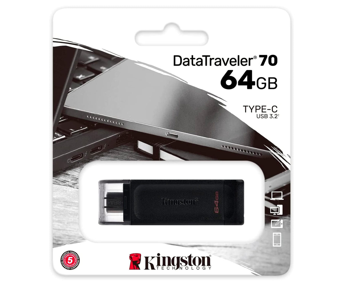 KINGSTON DATATRAVELER 70 BLACK / PENDRIVE 64GB USB-C 3.2 - detalle