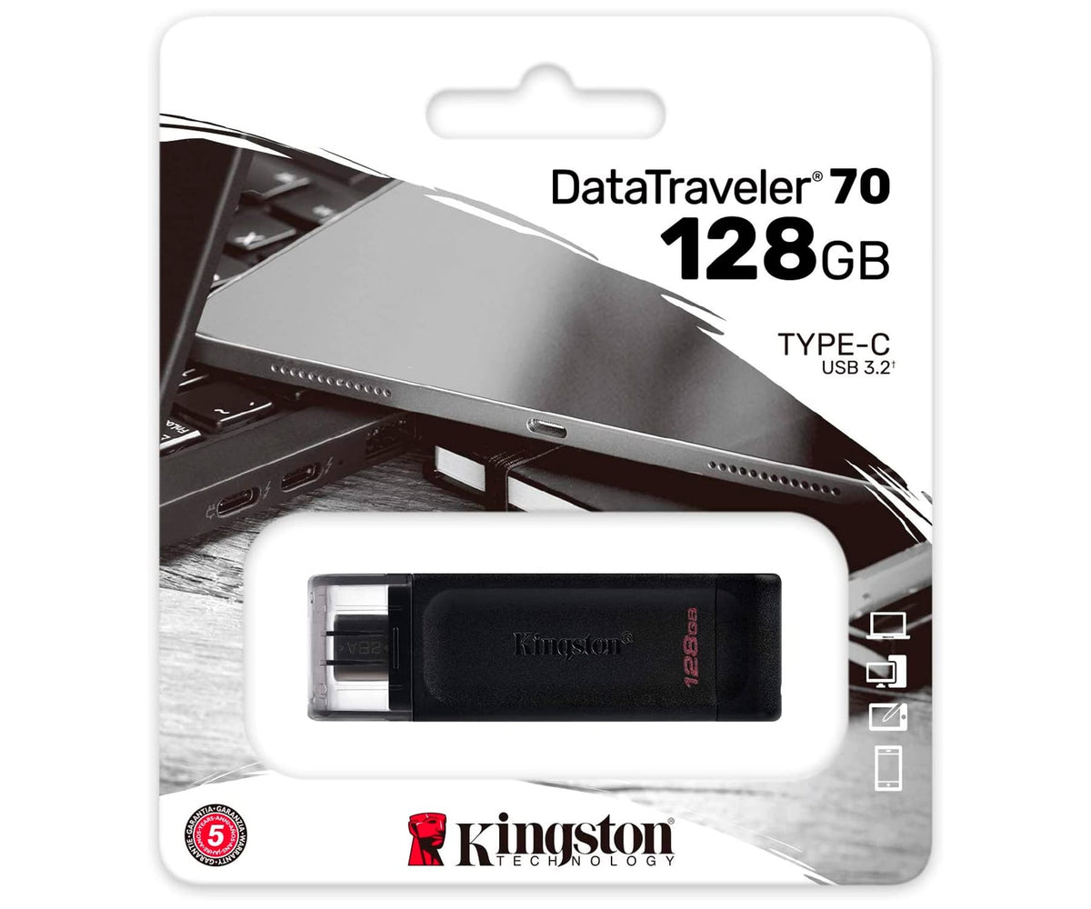 KINGSTON DATATRAVELER 70 BLACK / PENDRIVE 128GB USB-C 3.2 - detalle