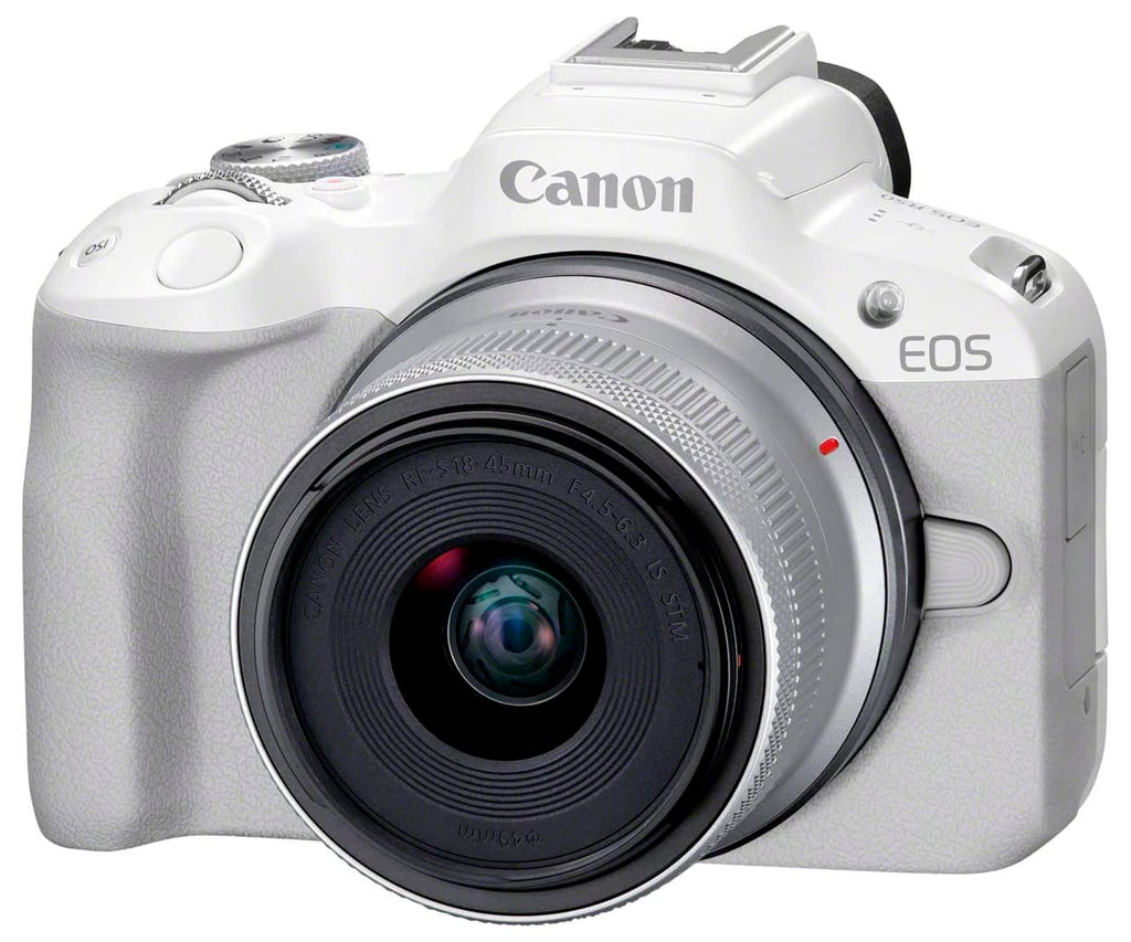 CANON EOS R50 WHITE + OBJETIVO CANON RF-S 18-45MM IS STM / CÁMARA MIRRORLESS