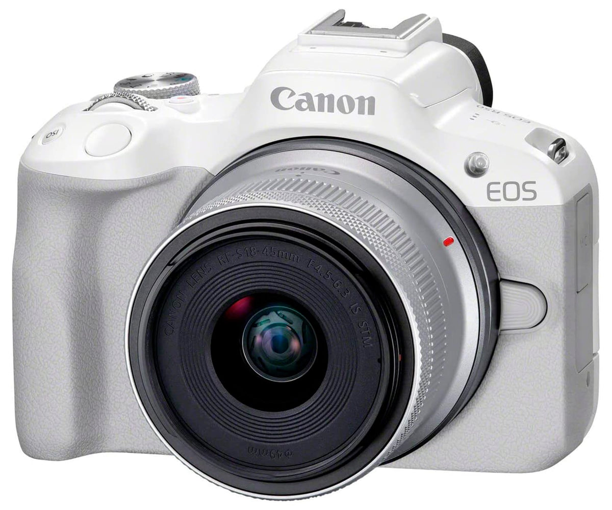 CANON EOS R50 WHITE + OBJETIVO CANON RF-S 18-45MM IS STM / CÁMARA MIRRORLESS