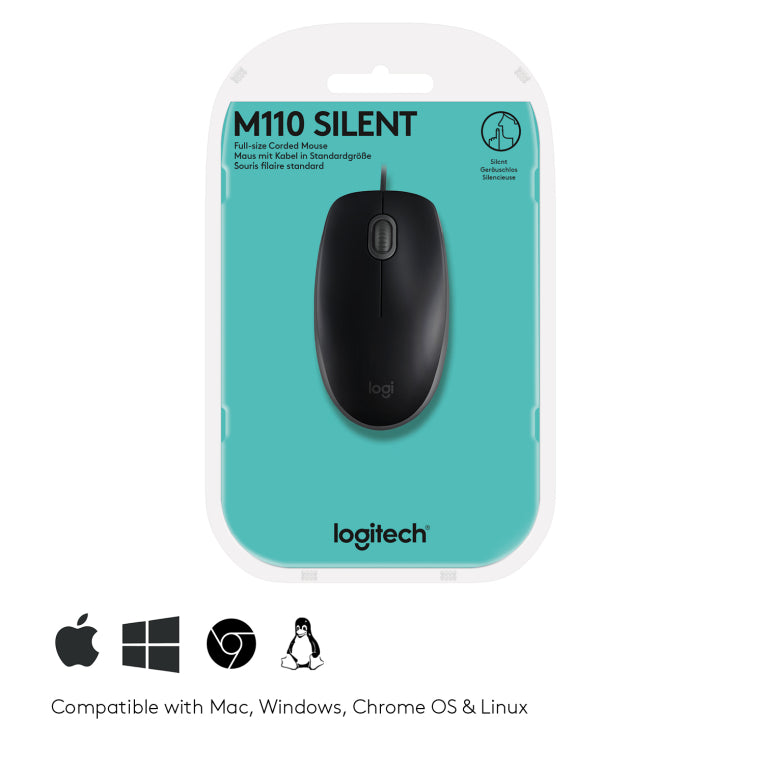 Logitech B110 Silent ratón Oficina Ambidextro USB tipo A Óptico 1000 DPI