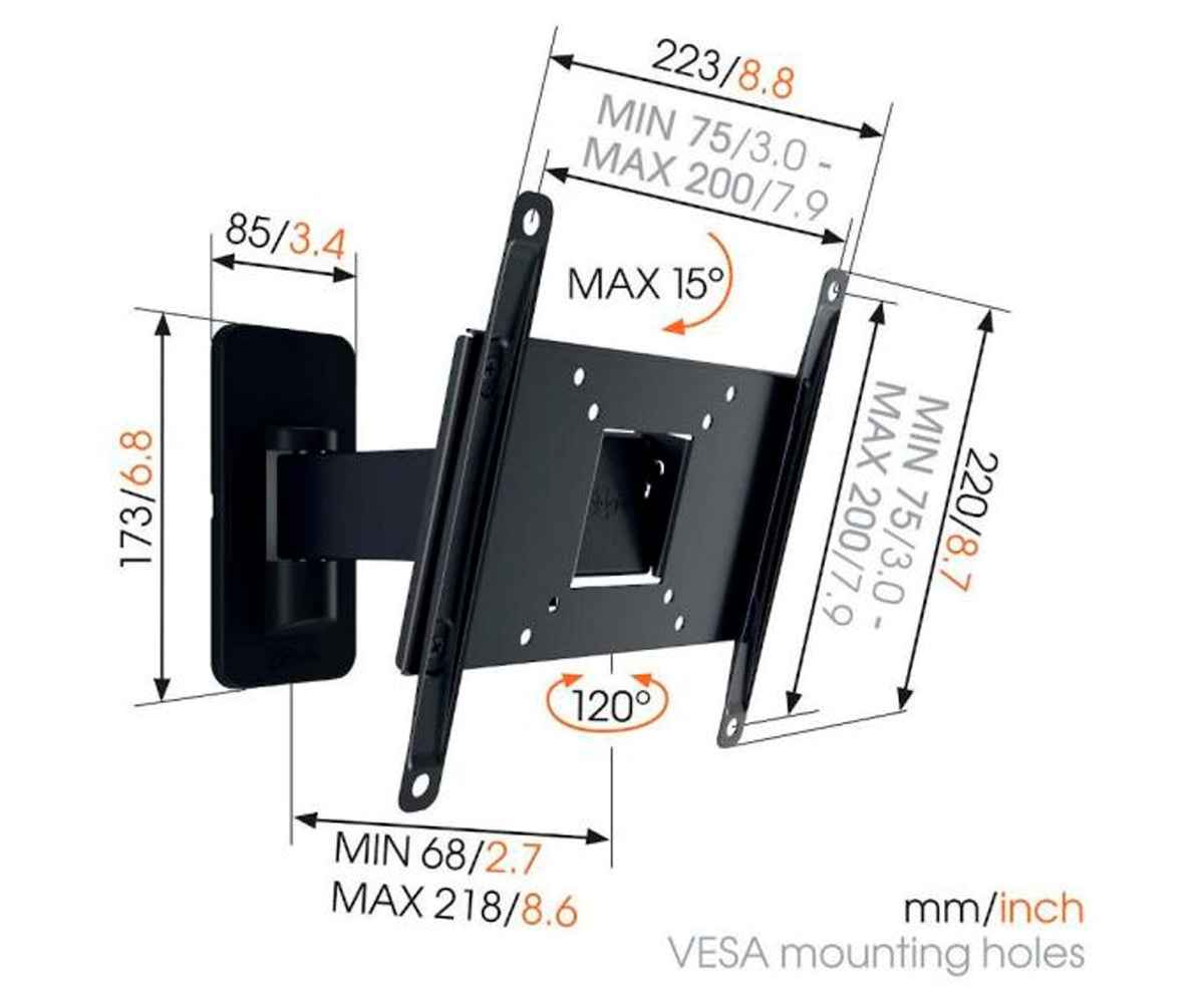 VOGEL'S MA2030-C1 NEGRO / SOPORTE DE PARED PARA TV DE 19" A 43" - detalle