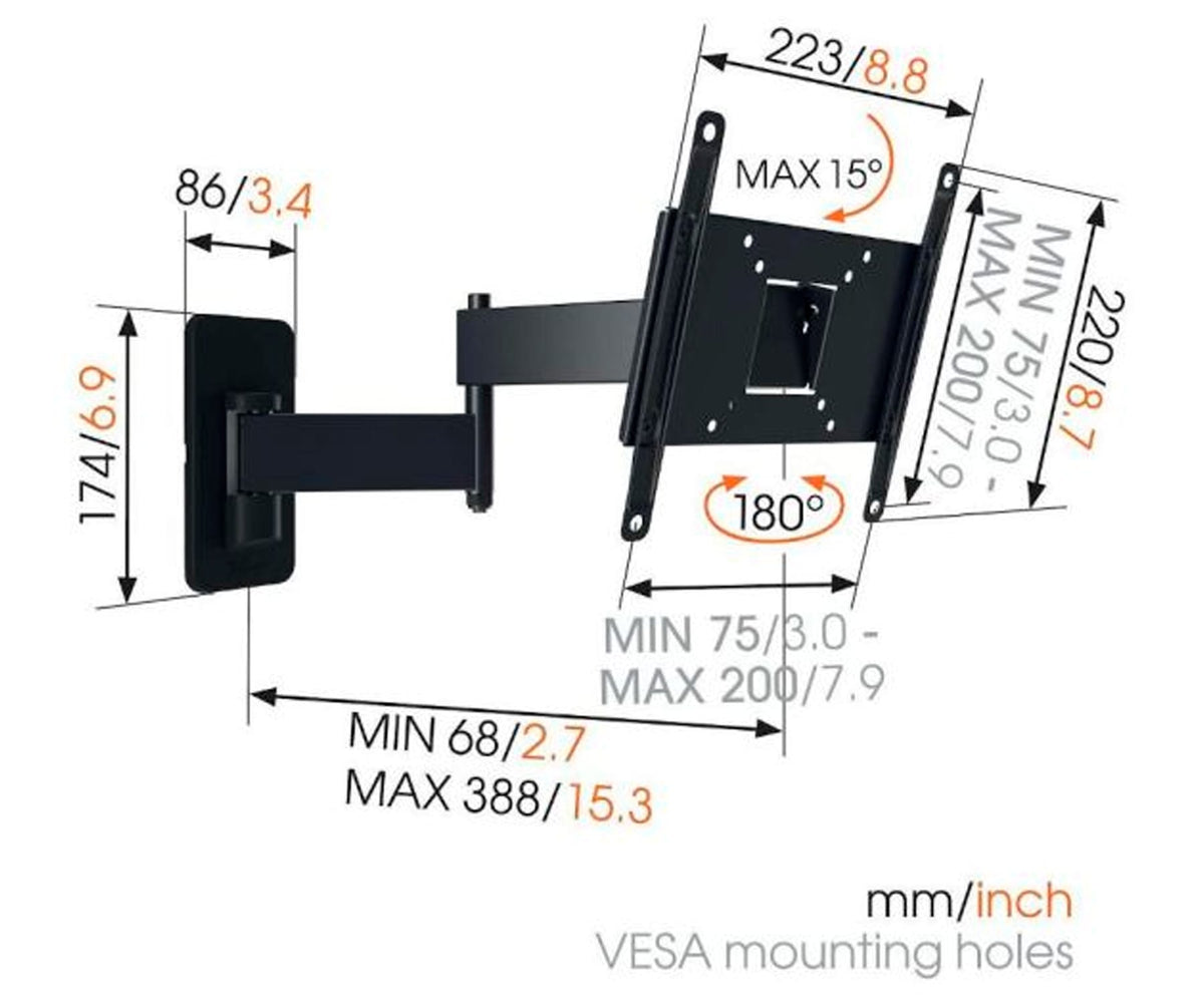 VOGEL'S MA2040-C1 NEGRO / SOPORTE DE PARED PARA TV DE 19" A 43" - detalle
