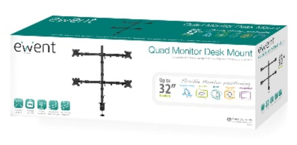 Ewent EW1514 soporte para monitor 81.3 cm (32") Escritorio Negro - detalle
