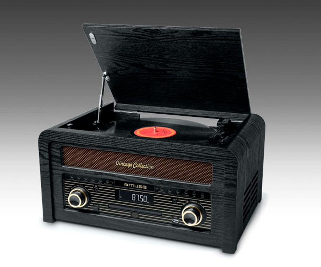 MUSE MT-115 W BLACK WOOD / TOCADISCOS CON RADIO Y ALTAVOCES - detalle