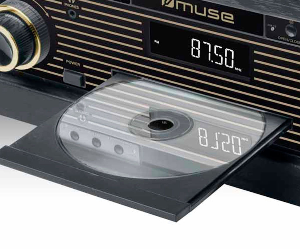 MUSE MT-115 W BLACK WOOD / TOCADISCOS CON RADIO Y ALTAVOCES - detalle