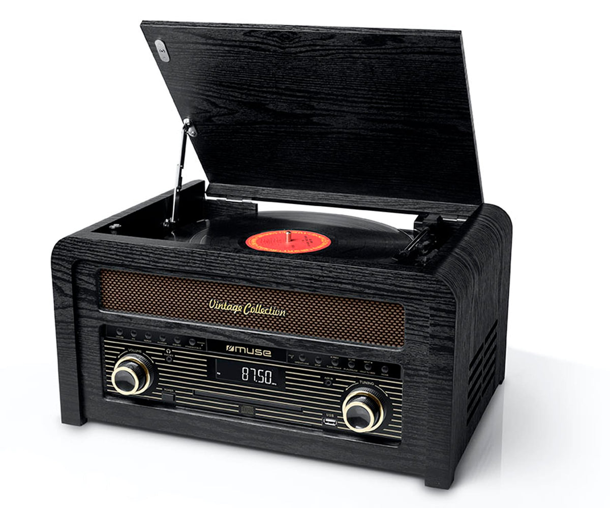 MUSE MT-115 W BLACK WOOD / TOCADISCOS CON RADIO Y ALTAVOCES