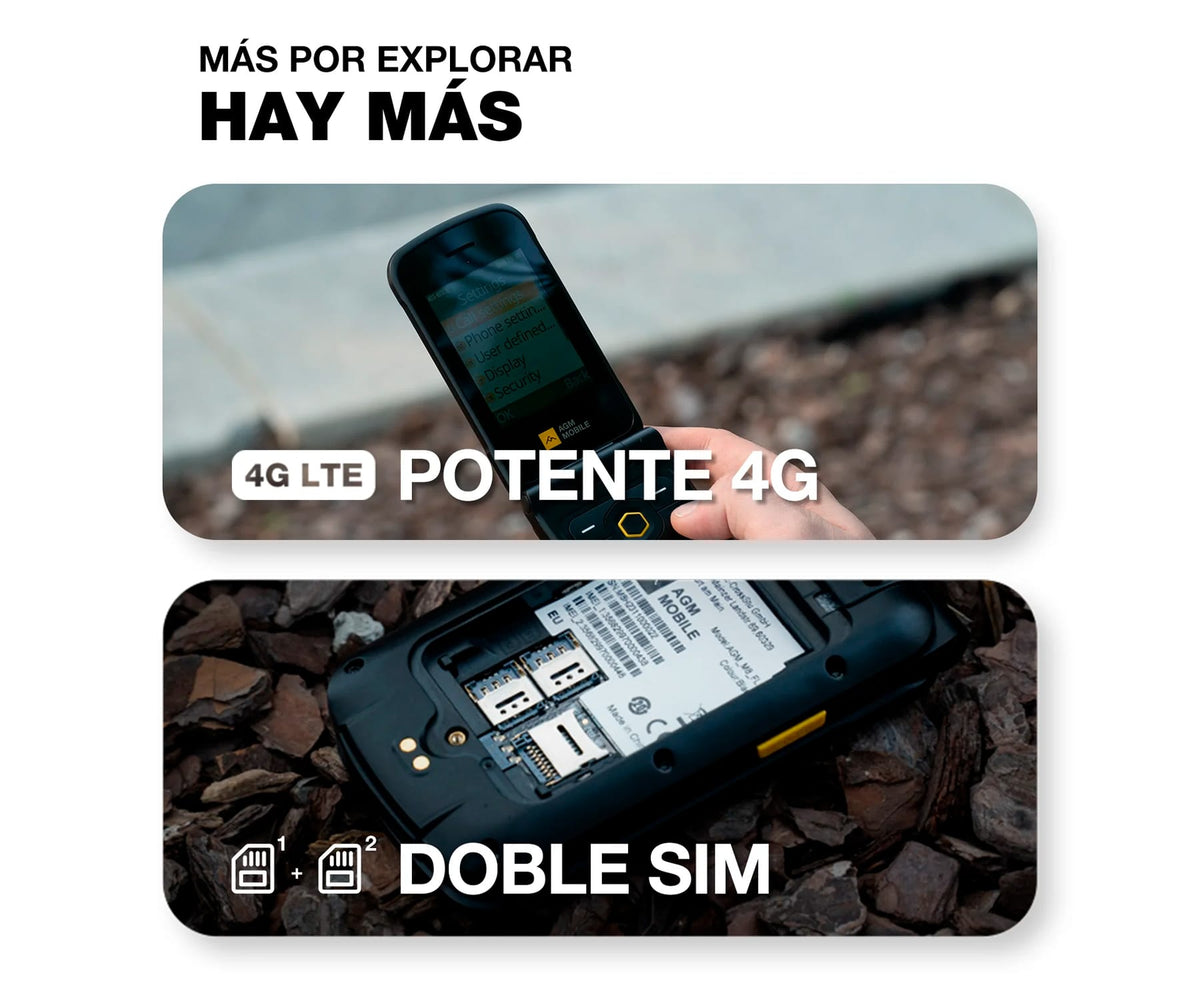 AGM M8 FLIP 4G BLACK / RUGERIZADO / MÓVIL 2.8" - detalle
