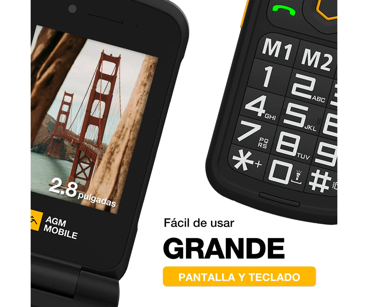 AGM M8 FLIP 4G BLACK / RUGERIZADO / MÓVIL 2.8" - detalle