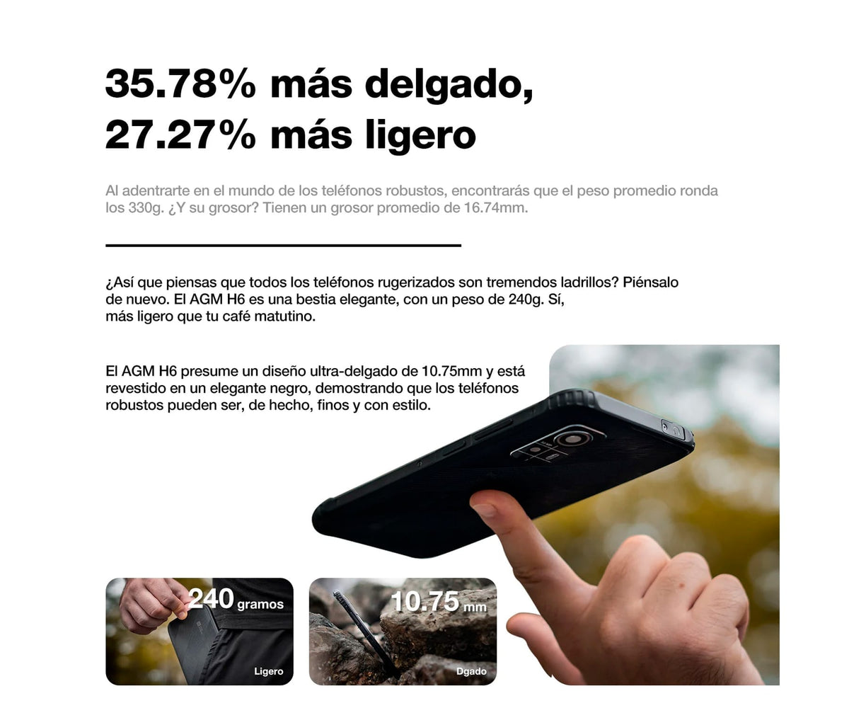 AGM H6 LITE 4G GREY / RUGERIZADO / 4+128GB / 6.56" 90HZ HD+ - detalle
