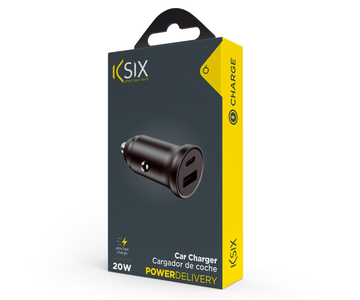 KSIX BXCRC20PD BLACK / CARGADOR USB-A + USB-C PARA COCHE 20W - detalle