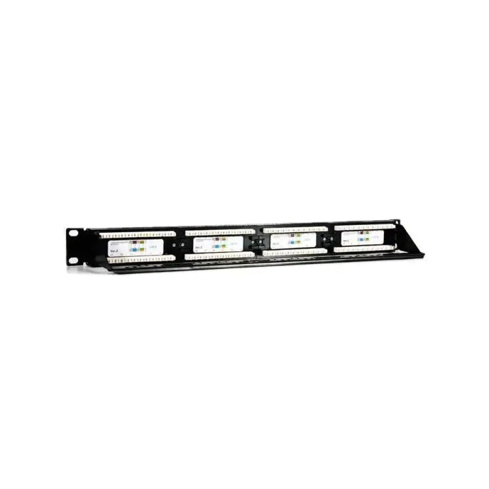 Panel de parcheo 2LAN 19" CAT6 con 24 puertos UTP para armario rack, cableado de red organizado y seguro.