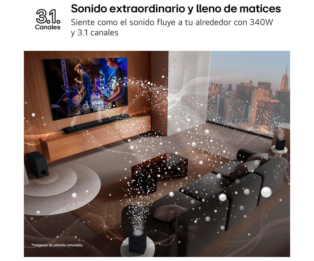 LG S60T / BARRA DE SONIDO CON SUBWOOFER INALÁMBRICO 340W 3.1CH - detalle