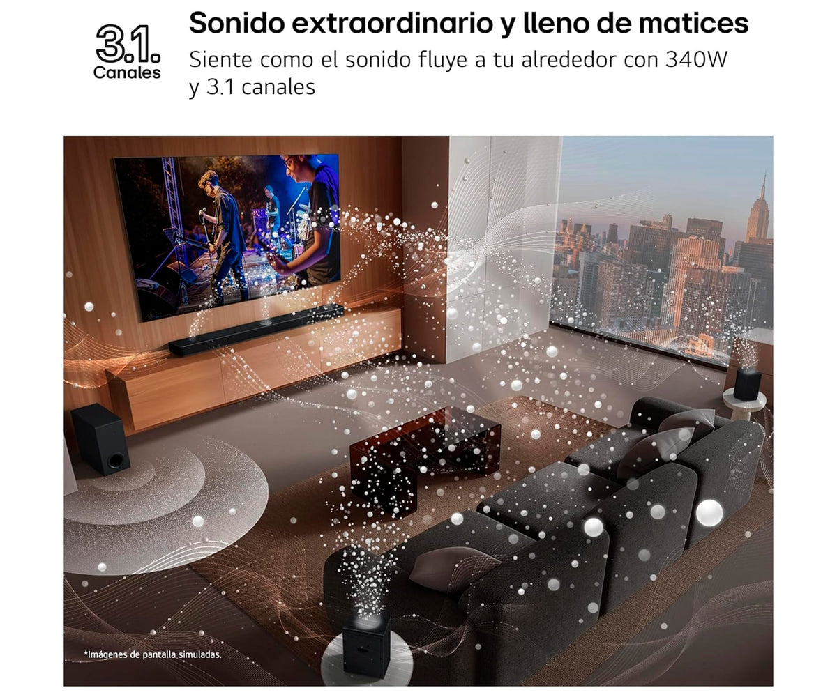 LG S60T / BARRA DE SONIDO CON SUBWOOFER INALÁMBRICO 340W 3.1CH - detalle