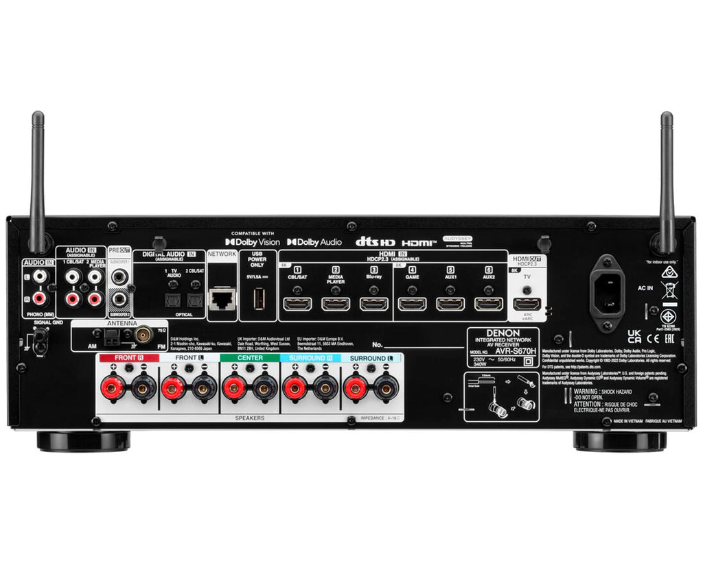 DENON AVR-S670H BLACK / RECEPTOR AV 5.2CH 140W 8K - detalle
